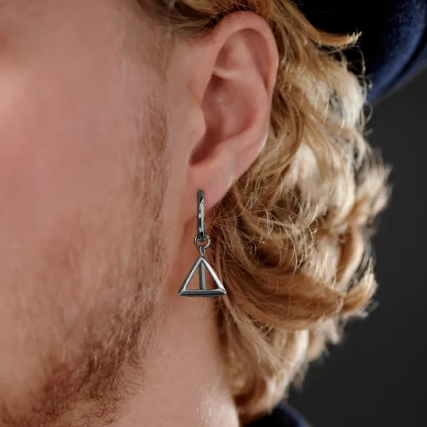 Lucleon Boucle D’oreille En Acier Argenté Avec Pendentif Triangle 4