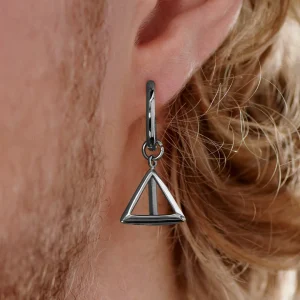 Lucleon Boucle D’oreille En Acier Argenté Avec Pendentif Triangle 16