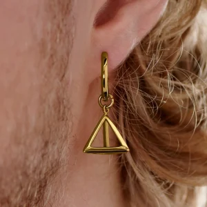 Lucleon Boucle D’oreille En Acier Doré Avec Pendentif Triangle 16