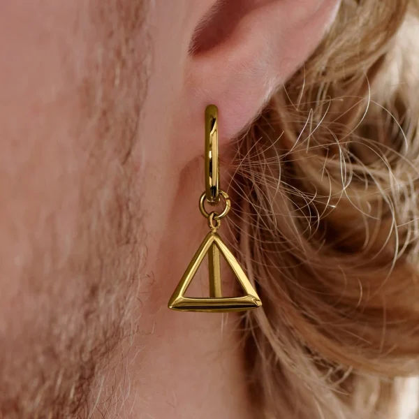 Lucleon Boucle D’oreille En Acier Doré Avec Pendentif Triangle 6