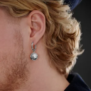 Lucleon Boucle D’oreille En Titane Argenté Avec Pendentif Globe Terrestre 9