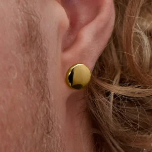 Lucleon Boucle D’oreille « bouton » En Acier Doré 10 Mm 16