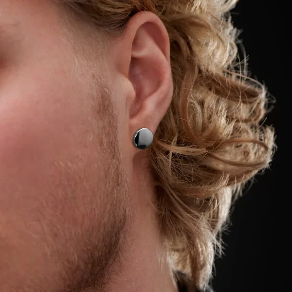 Lucleon Boucle D’oreille « bouton » En Acier Argenté 10 Mm 4