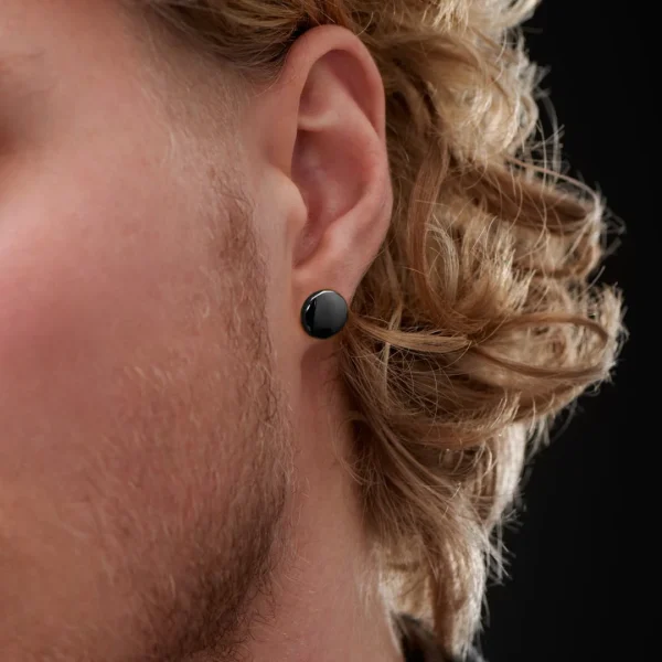 Lucleon Boucle D’oreille « bouton » En Acier Noir 10 Mm 4