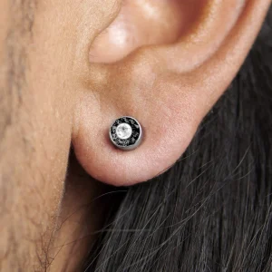 Fort Tempus Boucle D’oreille Magnétique à Large Cristal Translucide Et Petits Cristaux Noirs – 6 Mm 18