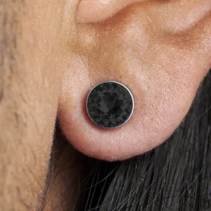 Fort Tempus Boucle D’oreille Magnétique à Cristaux Noirs 18