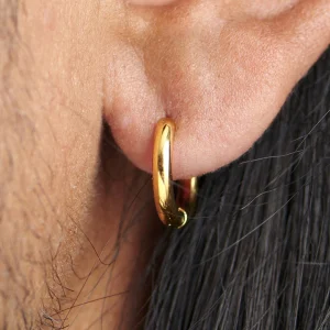 Lucleon Boucle D’oreille En Acier Doré « Le Cercle » 16