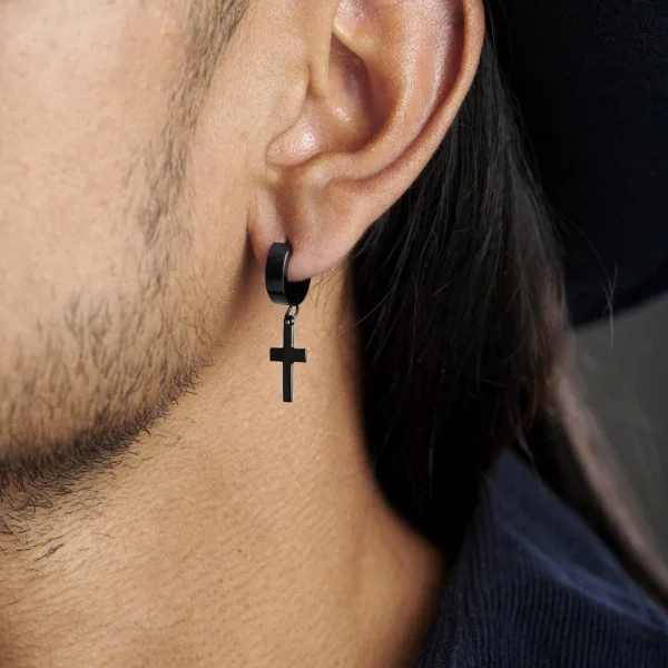 Lucleon Boucle D’oreille Avec Croix Noire 4