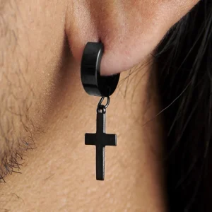 Lucleon Boucle D’oreille Avec Croix Noire 16