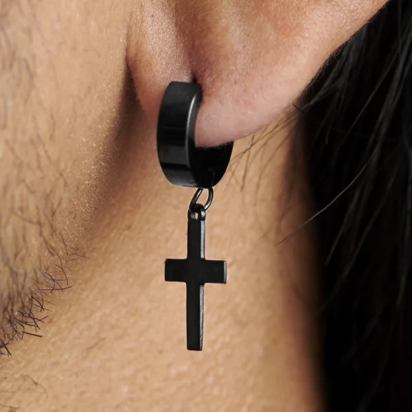 Lucleon Boucle D’oreille Avec Croix Noire 6