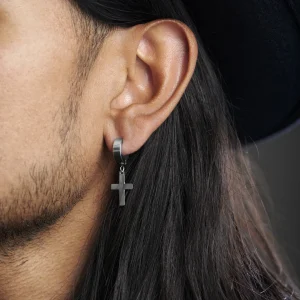 Lucleon Boucle D’oreille Avec Croix Argentée 12