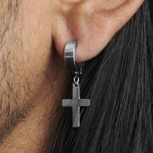 Lucleon Boucle D’oreille Avec Croix Argentée 16