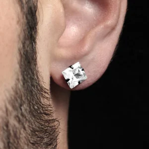 Lucleon Boucle D’oreille Noire Mate Et Zircone 6mm 16