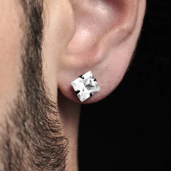 Lucleon Boucle D’oreille Noire Mate Et Zircone 6mm 6