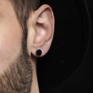 Fort Tempus Boucle D’oreille Stud à Zircone Noire 8mm 16