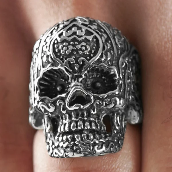 SteelCZ Bague Acier Tête De Mort 7