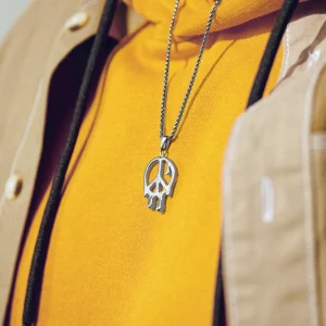 Otsu Fahrenheit | Collier à Pendentif En Métal Argenté Peace & Love 10