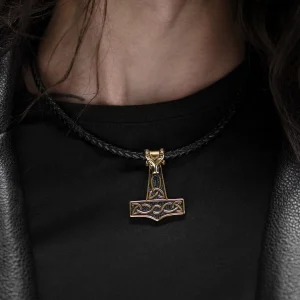 Fort Tempus Collier En Cuir Noir Et Pendentif Marteau De Thor Mjöllnir 12