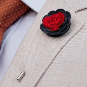 Warren Asher Boutonnière à Fleur Douce Rouge Et Noire 10