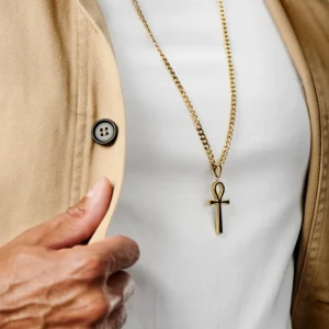 Lucleon Collier Doré Avec Pendentif Ankh 10