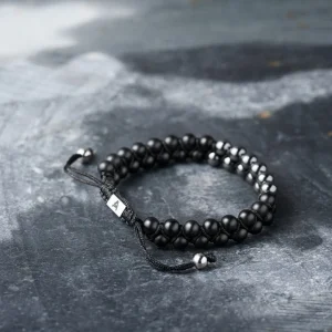 Arkai Bracelet Sanatio Double Rang En Hématite & Onyx 12