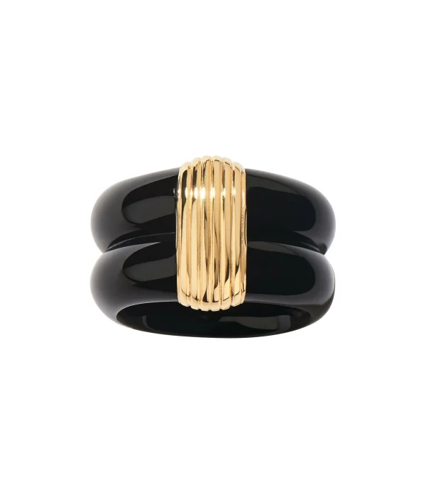 AURELIE BIDERMANN Bague Katt MM Résine Noir 1