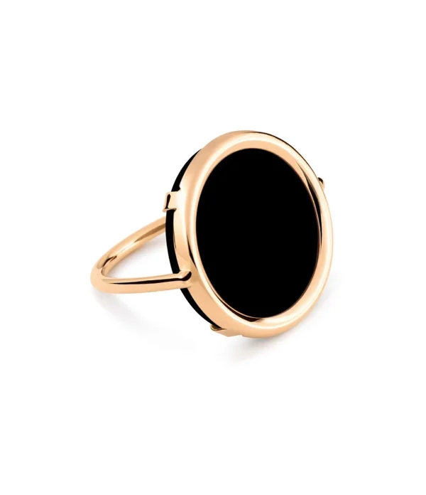 GINETTE NY Bague Disc Or Rose Onyx 1