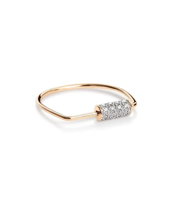 GINETTE NY Bague Mini Straw Or Rose Diamants 1