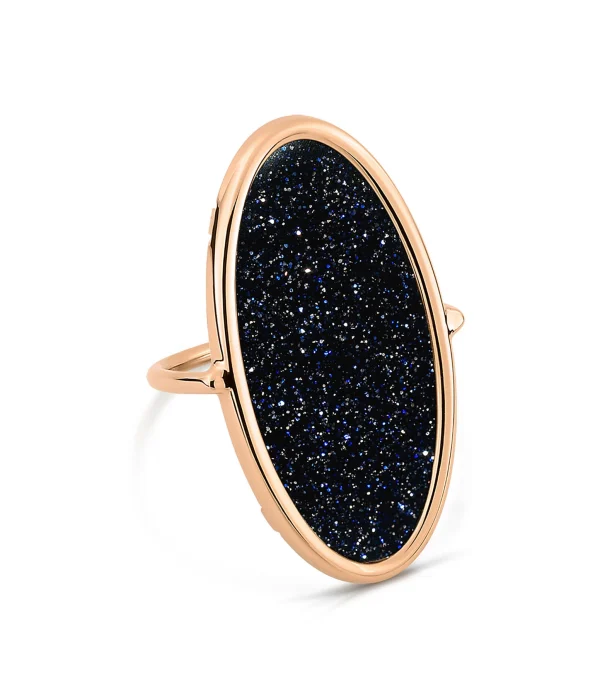 GINETTE NY Bague Ellipse PM Blue Sand Stone Or Rose 1