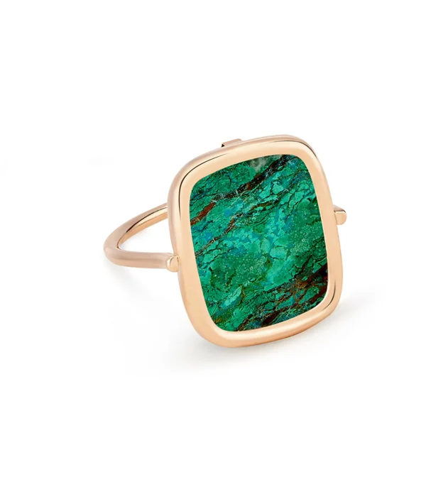 GINETTE NY Bague Antique Chrysocolle Or Rose 1