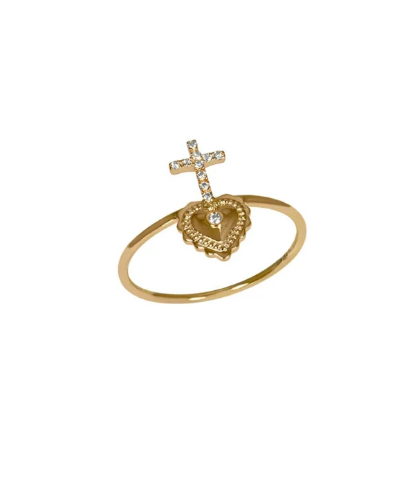 AND…PARIS Bague Ex Voto Cœur Diamants Or Jaune 1