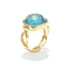 GOOSSENS PARIS Bague Cabochon Carré Cristal De Roche Bleu Aqua 13