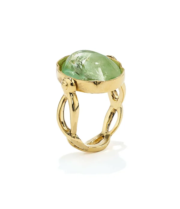 GOOSSENS PARIS Bague Cabochon Ovale Cristal De Roche Vert Clair 1