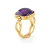 GOOSSENS PARIS Bague Cabochon Carré Cristal De Roche Violet Améthyste 11