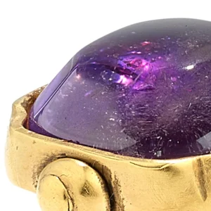 GOOSSENS PARIS Bague Cabochon Carré Cristal De Roche Violet Améthyste 7