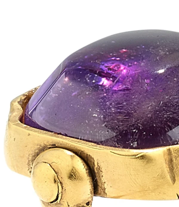 GOOSSENS PARIS Bague Cabochon Carré Cristal De Roche Violet Améthyste 3