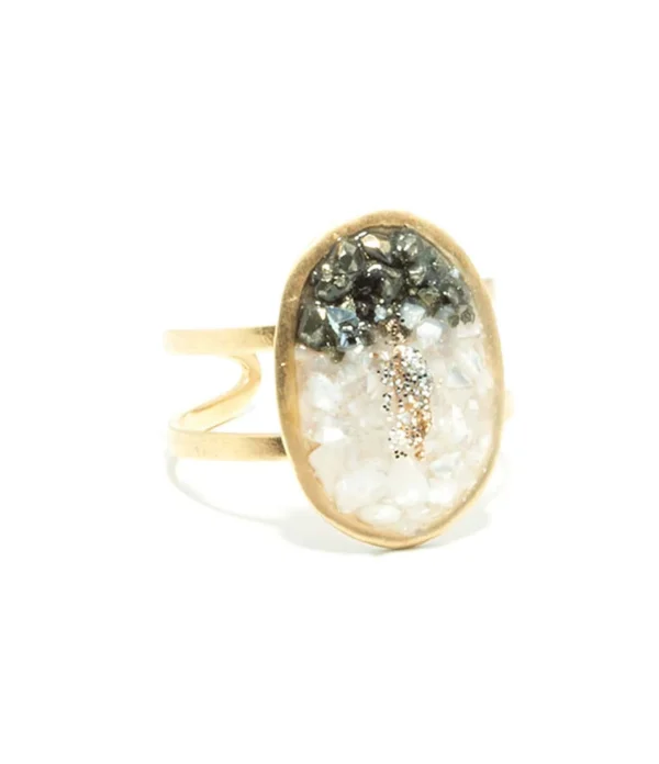 LSONGE Bague Lakota M Nacre Pyrite 1