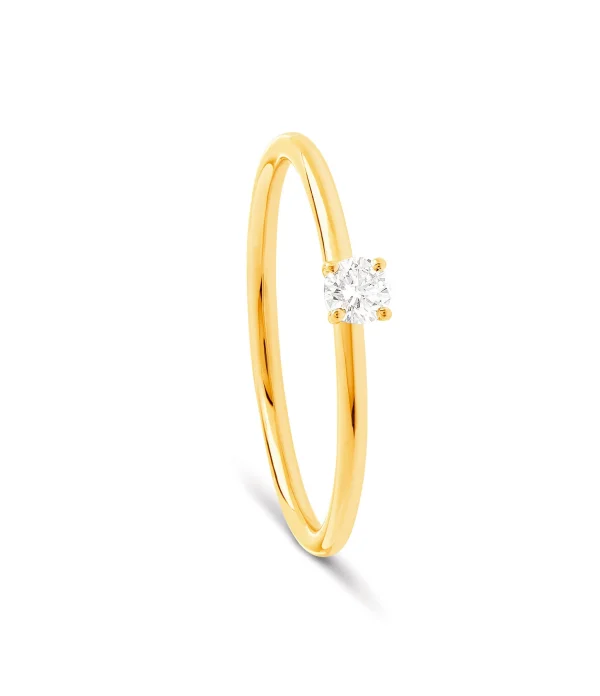 NAVA JOAILLERIE Bague Solitaire Chou Diamant Blanc Or Jaune 1